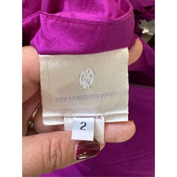 Watters Raw Silk bright purple tie back semiformal fit and flare dress sz 2 - Picture 5 of 7